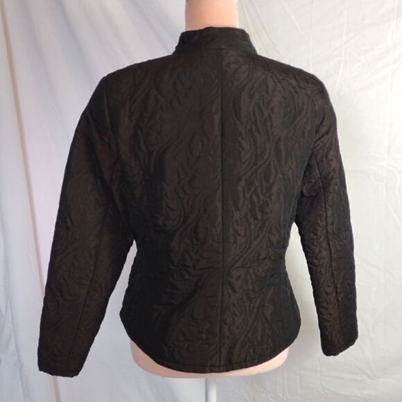 Dana Buchman Vntg Dark Brown Fitted Embroidered Puffer Zip Up Jacket 10P - Picture 11 of 17